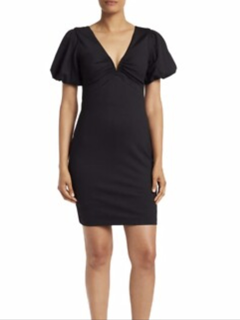 Guess Elegant Black V-Neck Puff Sleeve Mini Dress Size 12